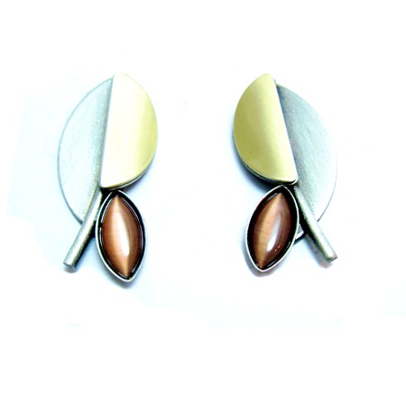 Brown Catsite Stud Earrings by Christophe Poly - Click Image to Close